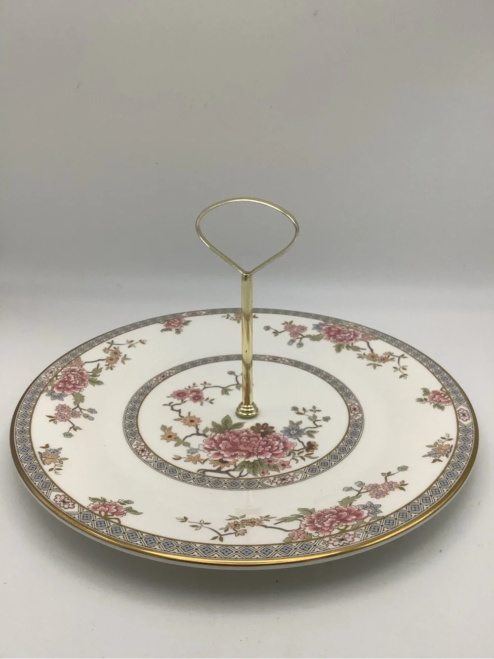 Royal Doulton Canton Pink Floral Handled Cake Plate - English Fine Bone China